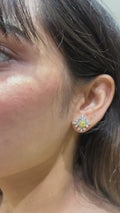 18K White Gold Yellow Diamond Floral Stud Earrings