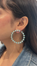 Izzari Azure Halo Diamond Hoop Earrings