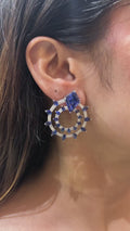 18K White Gold Blue Tanzanite Diamond Drop Earrings