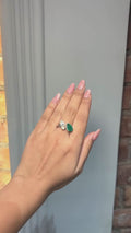 18K White Gold Emerald Diamond Toi et Moi Ring