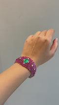 Rosé Verde Ruby Emerald Diamond Bracelet in 14K Gold