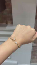 18K Gold Diamond Charm Beaded Bracelet