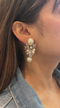 Izzari Pearl Radiance Diamond Drop Earrings
