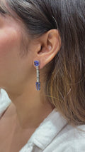 Tanzanite Line Diamond Drop Earrings